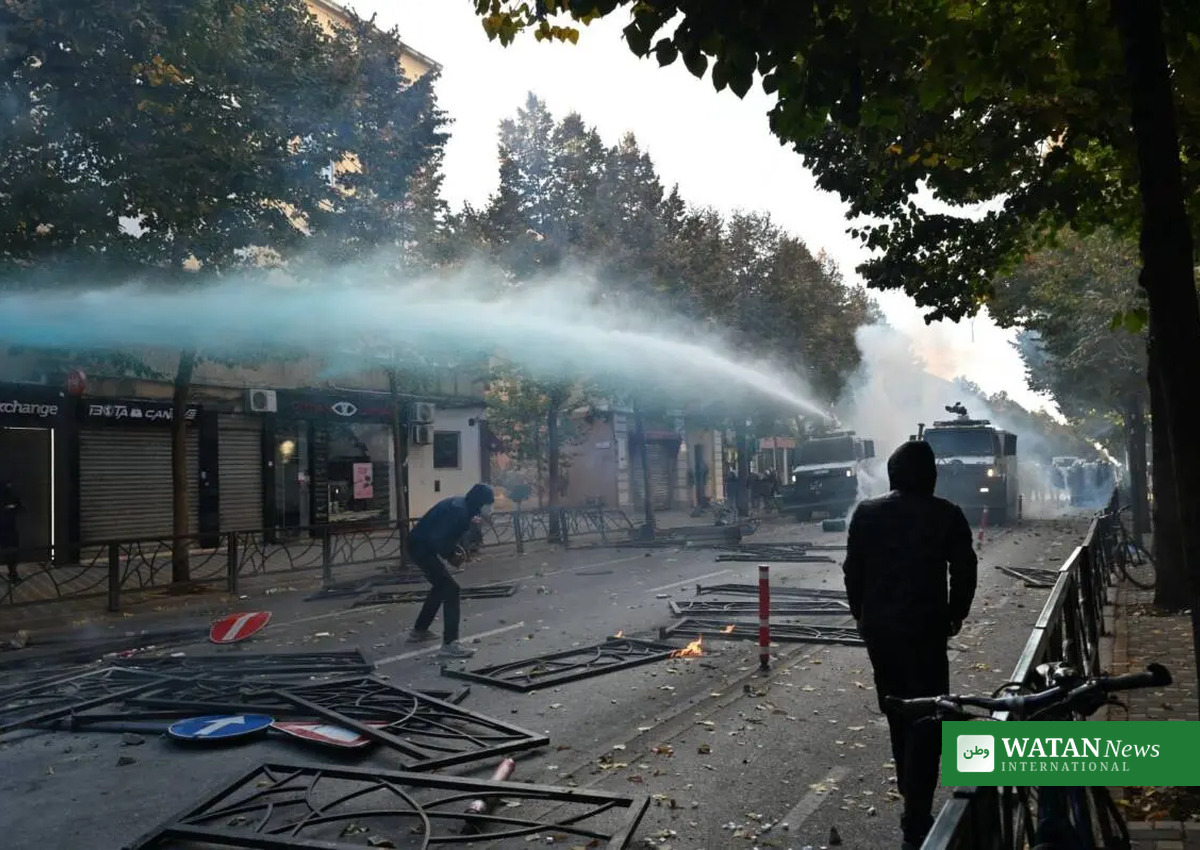 Albania student protests — water cannon used against protesters in Tirana