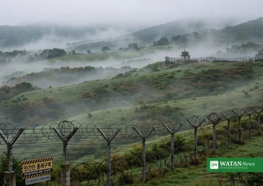 North Korea DMZ landmines along the border fence.
