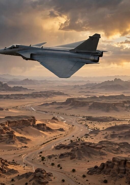 UK Typhoon jets Saudi Arabia: RAF fighter jet over desert at dusk