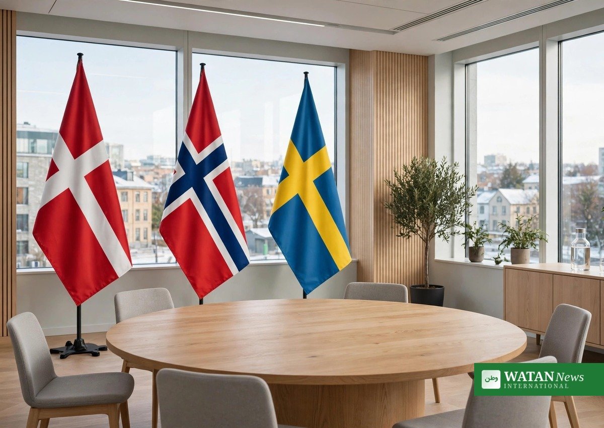 Nordic government conference room prepared for an Arctic leadership summit