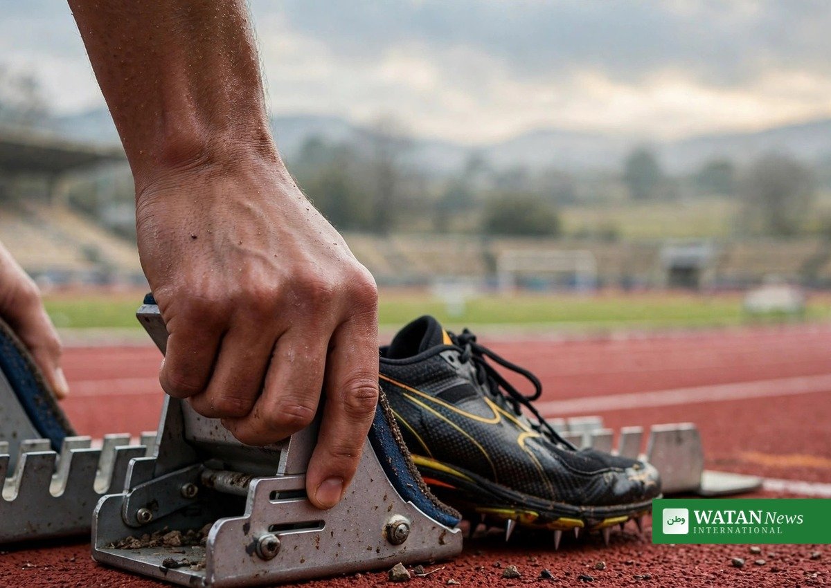 Sharlene Mawdsley comeback — athlete’s hands on starting blocks before a race