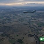 Russia Filin missile in flight over landscape