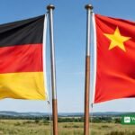 Steinmeier China visit — German and Chinese flags