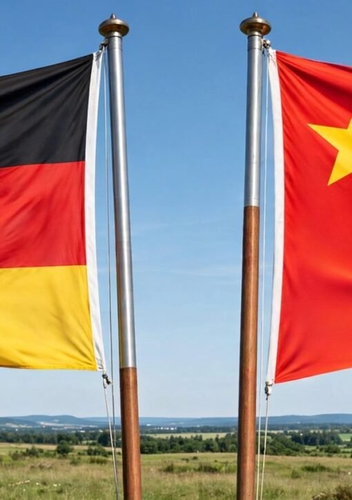 Steinmeier China visit — German and Chinese flags
