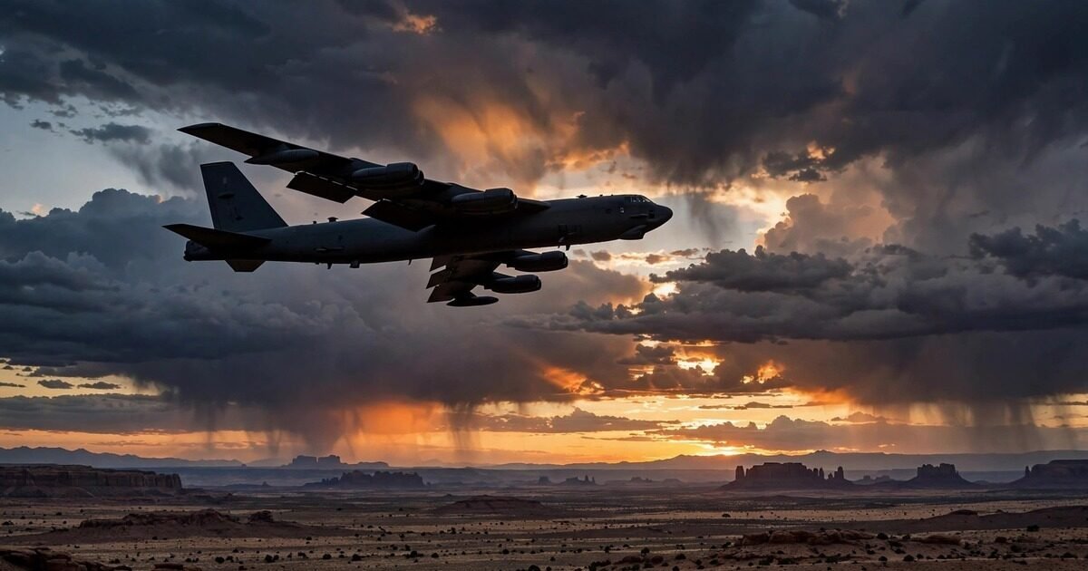 US bomber aircraft silhouette representing reported mother of all bombs Iran strike plans