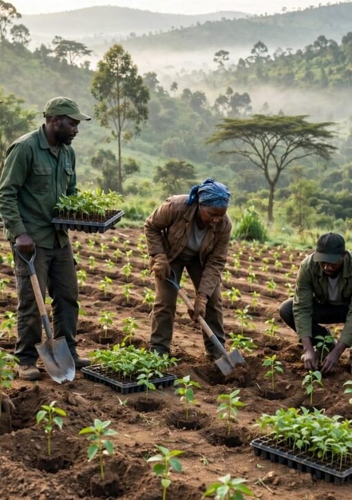 Kiambu-træplantning frivillige planter træer i Kenya
