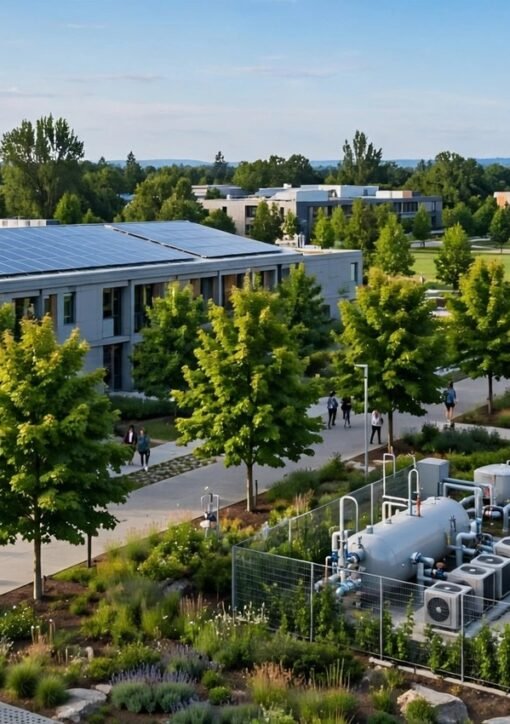 Seattle Colleges Zero+ Champion of Sustainability 2026 green campus with solar panels and shared energy system