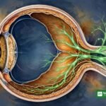 Illustration of the newly discovered POLO eye lymphatic drainage pathway at the back of the eye