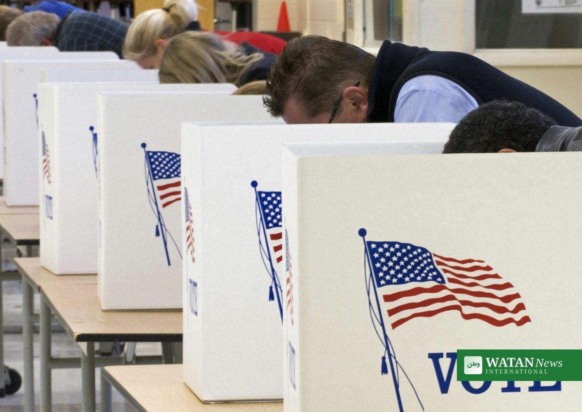 Voters casting ballots at voting booths in the United States