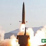 North Korea ballistic missile launching from a mobile launcher