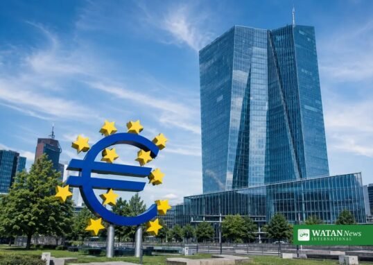 European Central Bank headquarters in Frankfurt with the euro sign sculpture