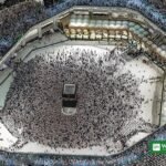 Aerial view of the Kaaba at the Grand Mosque in Mecca
