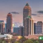 Atlanta skyline at dusk, host city of the G20 foreign ministers meeting
