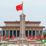 Tiananmen Square in Beijing with the Chinese flag