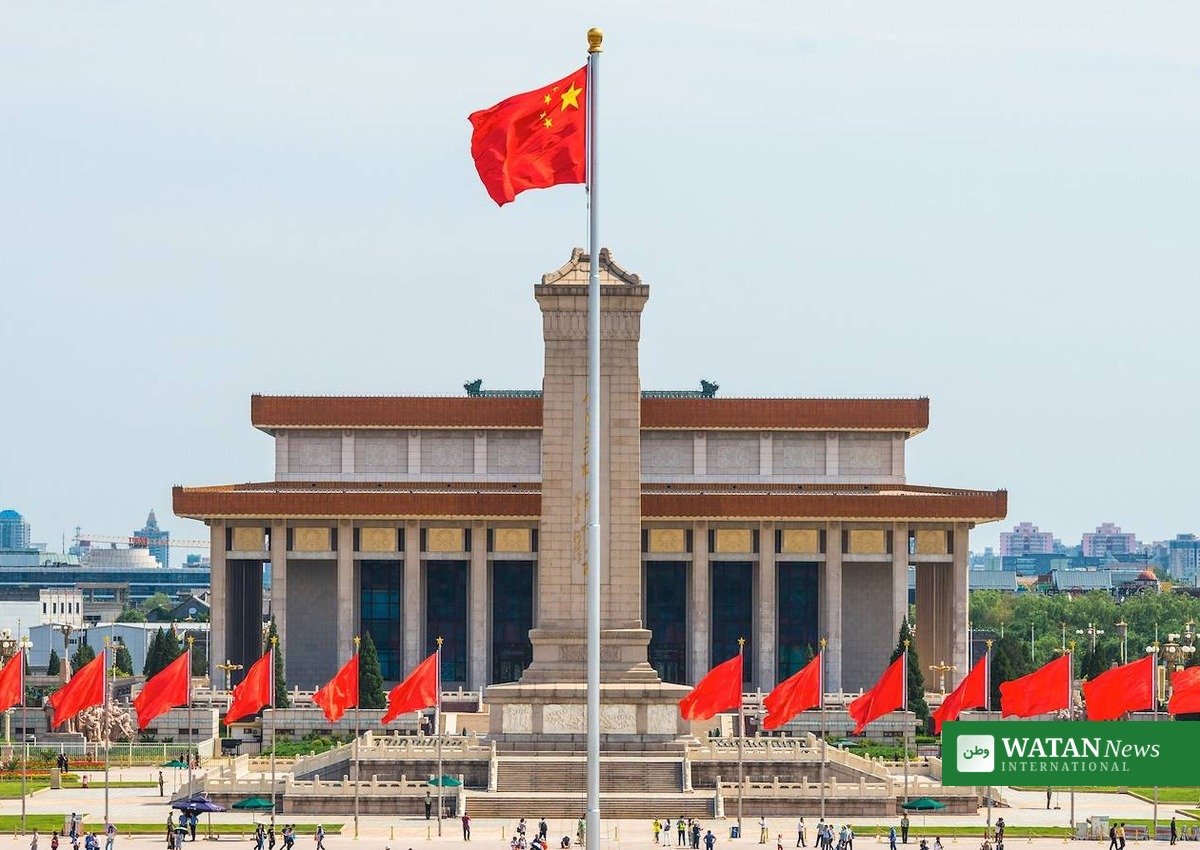 Tiananmen Square in Beijing with the Chinese flag