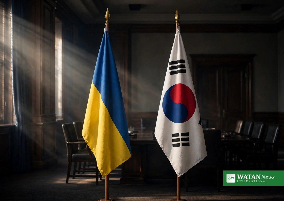 Flags of Ukraine and South Korea in a conference hall – Ukraine South Korea row over North Korean POWs escalates