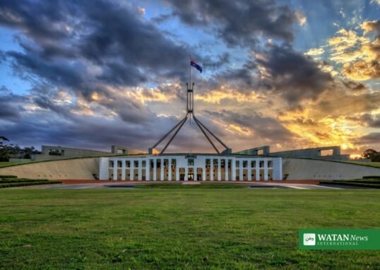 Parliament House in Canberra at dusk — Australian study on public support for climate action