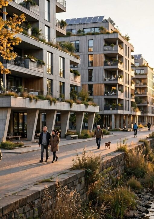 Klimamester tema robust by med solceller og grønne tage