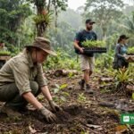 Frivillige planter indfødte træer i Machaca Forest Reserve i Belize