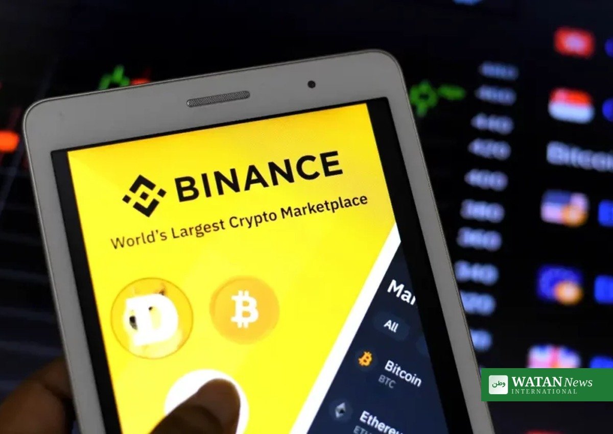 Binance app on a tablet showing cryptocurrency prices