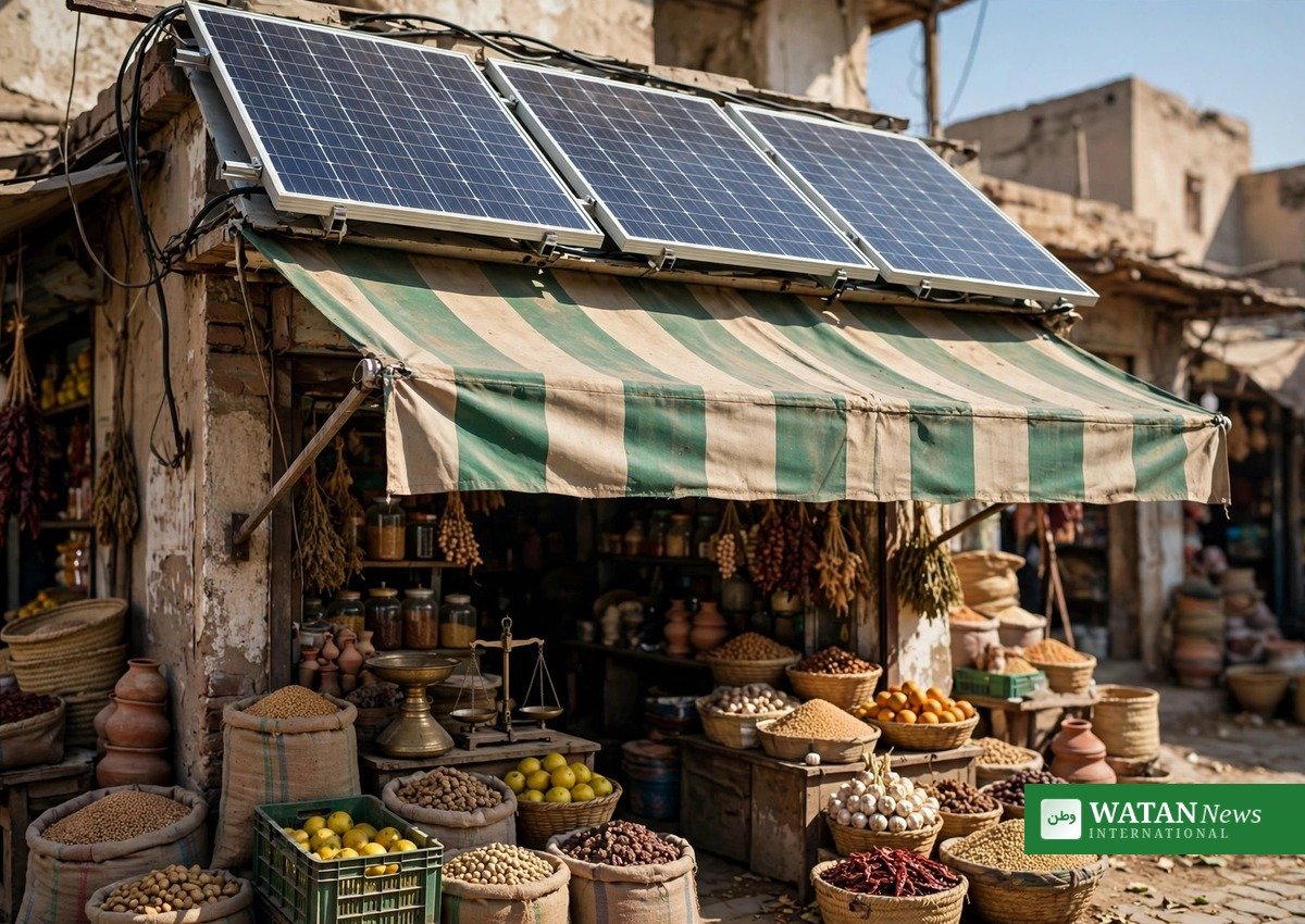 چھوٹی دکان کی چھت پر سولر پاور پینل
