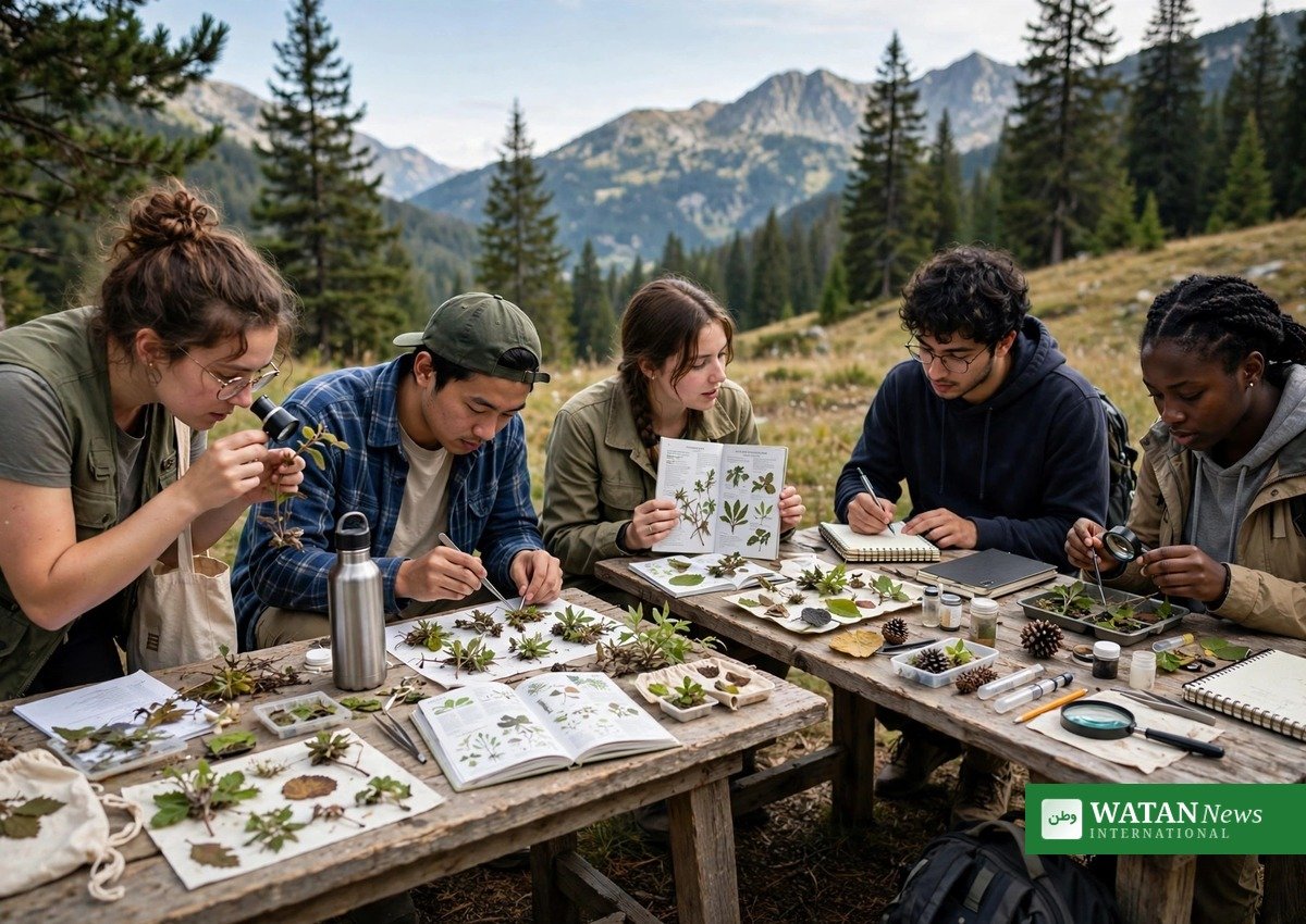 Students training as biodiversity ambassadors in a field workshop