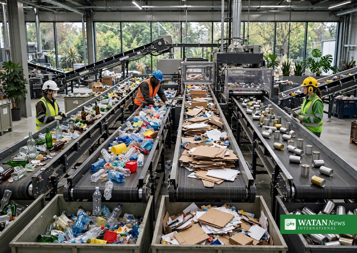 A modern zero-waste sorting facility separating plastic, glass, paper and metal &mdash; the kind of circular-economy investment T&uuml;rkiye's new ₺10 billion financing package will support