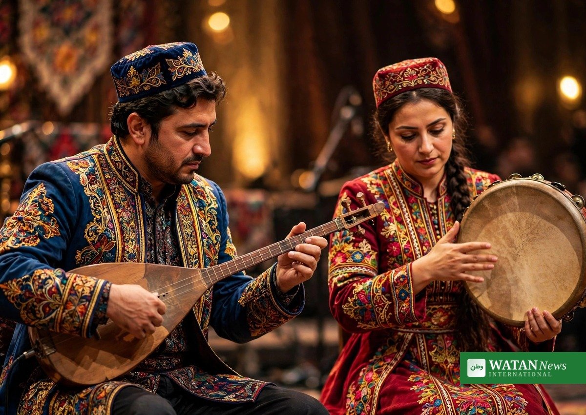 Dushanbe Vibes: Tajik musicians in traditional embroidered dress performing at the Islamabad cultural evening