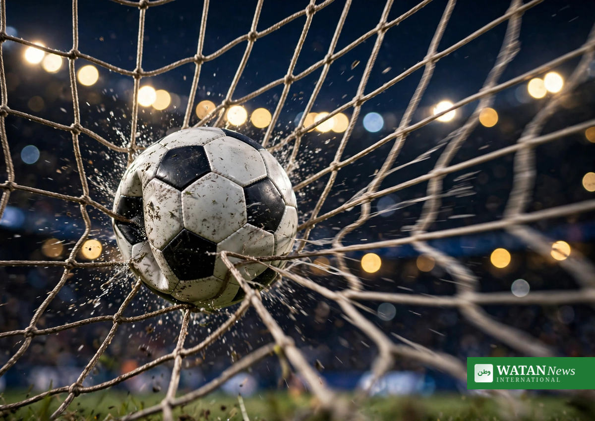 Football hitting the net as Harry Kane scores for Bayern Munich in the Champions League