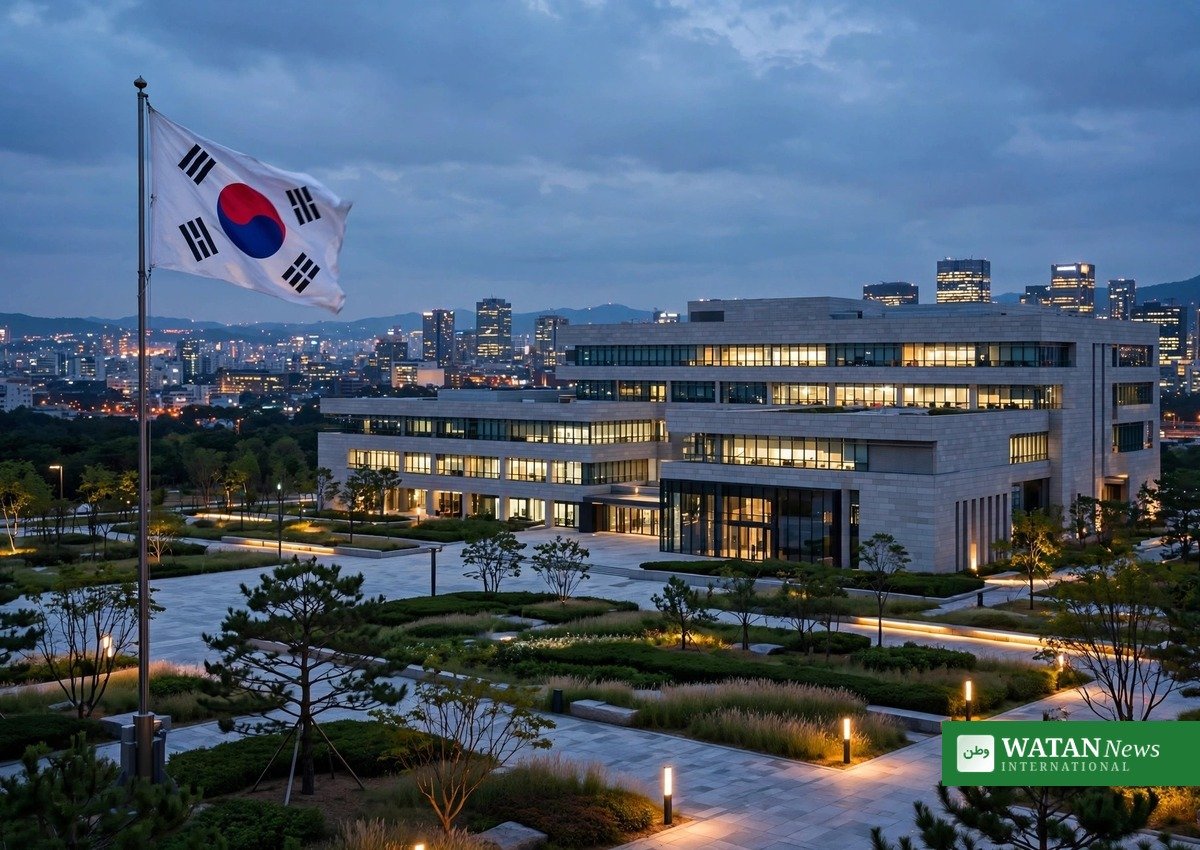 South Korean presidential office in Seoul at dusk – Ukraine South Korea row after Kyiv's envoy summoned