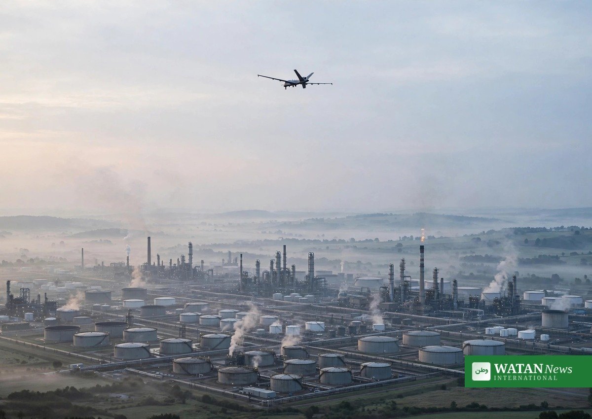 Oil refinery at dawn — Ukraine Russian refineries strikes