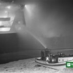 Gulf of Oman tanker fire — burning oil tanker at sea