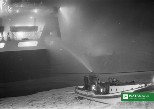 Gulf of Oman tanker fire — burning oil tanker at sea