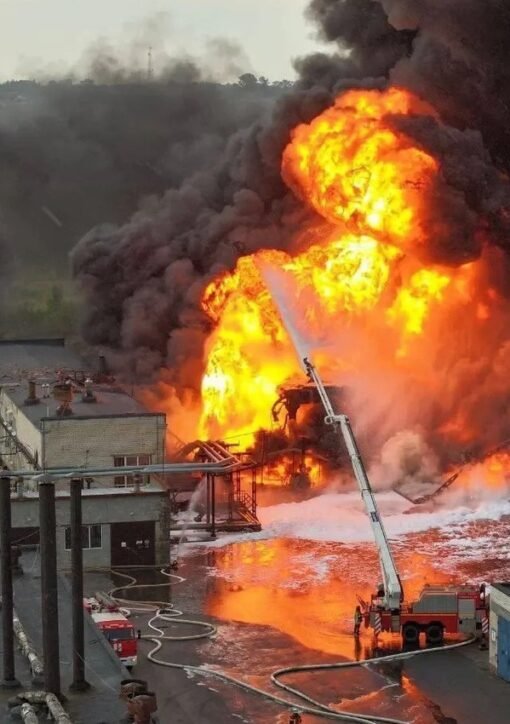 Burning oil refinery after Ukraine resumed strikes as Zelensky defies Trump on energy truce