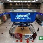 AI stock selloff — KOSPI board at Korea Exchange