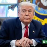 Donald Trump after Trump waives Russia sanctions order at the White House