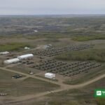 Aerial view of CFB Wainwright training camp in Alberta, Canada