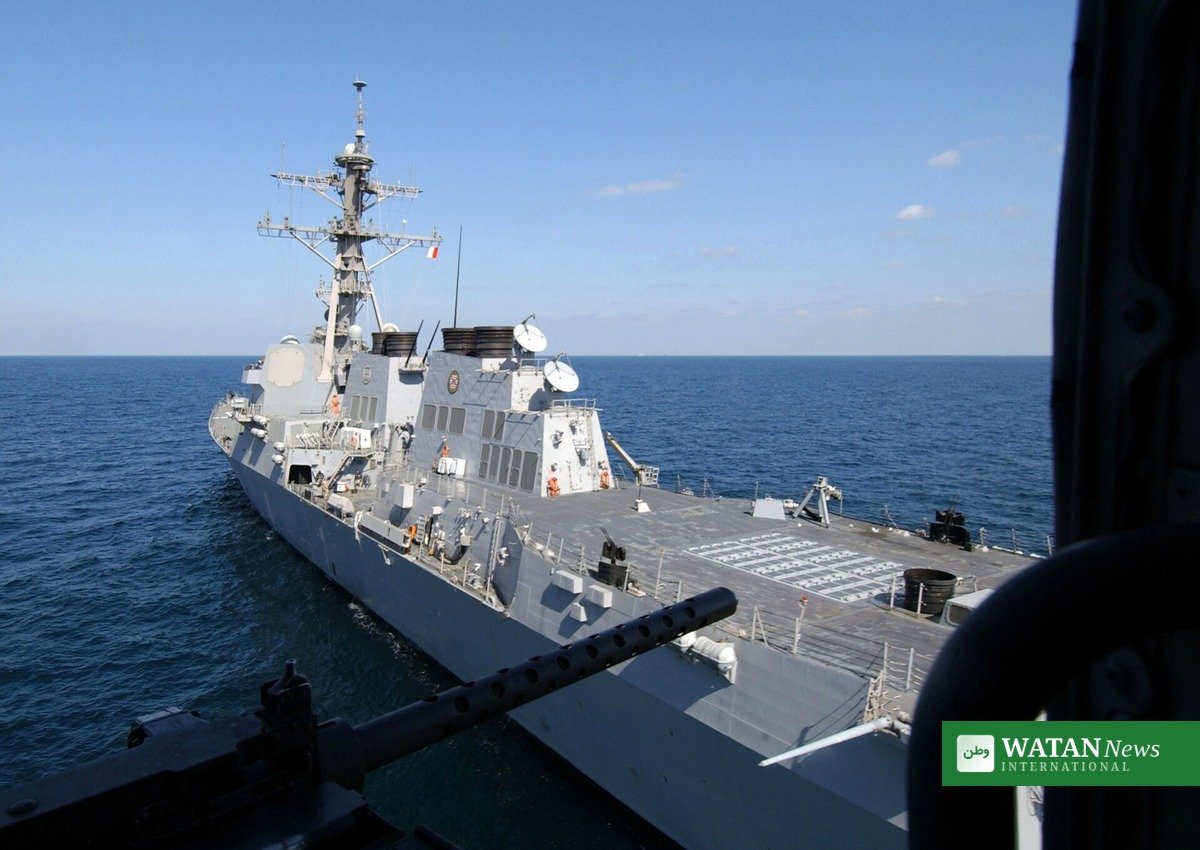 US Navy destroyer enforcing the US blockade of Iran in the Persian Gulf