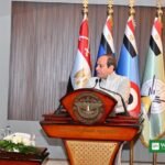 Egyptian President Abdel Fattah al-Sisi speaking at the Egyptian Military Academy graduation ceremony in Cairo