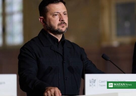 Ukraine's President Volodymyr Zelenskyy speaking at a press conference