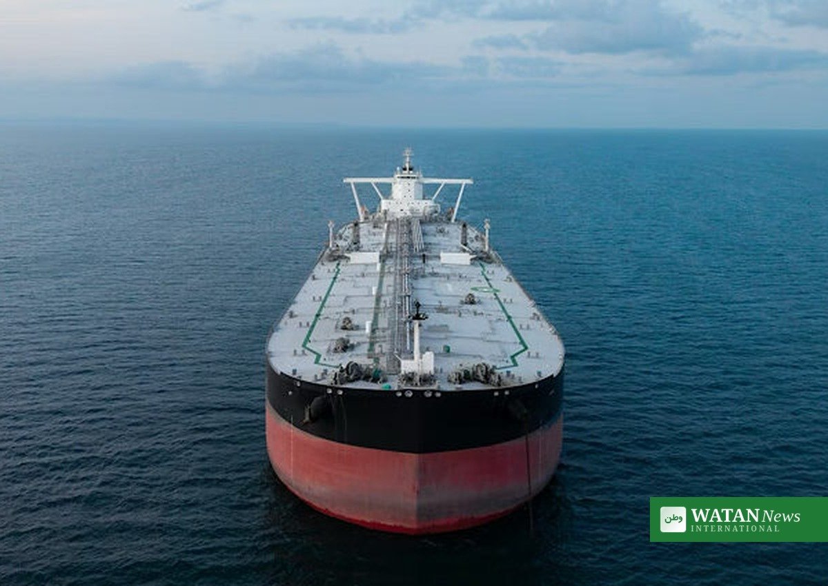 Oil tanker sailing through the Strait of Hormuz — energy shipping at risk in the IMF Middle East economy warning