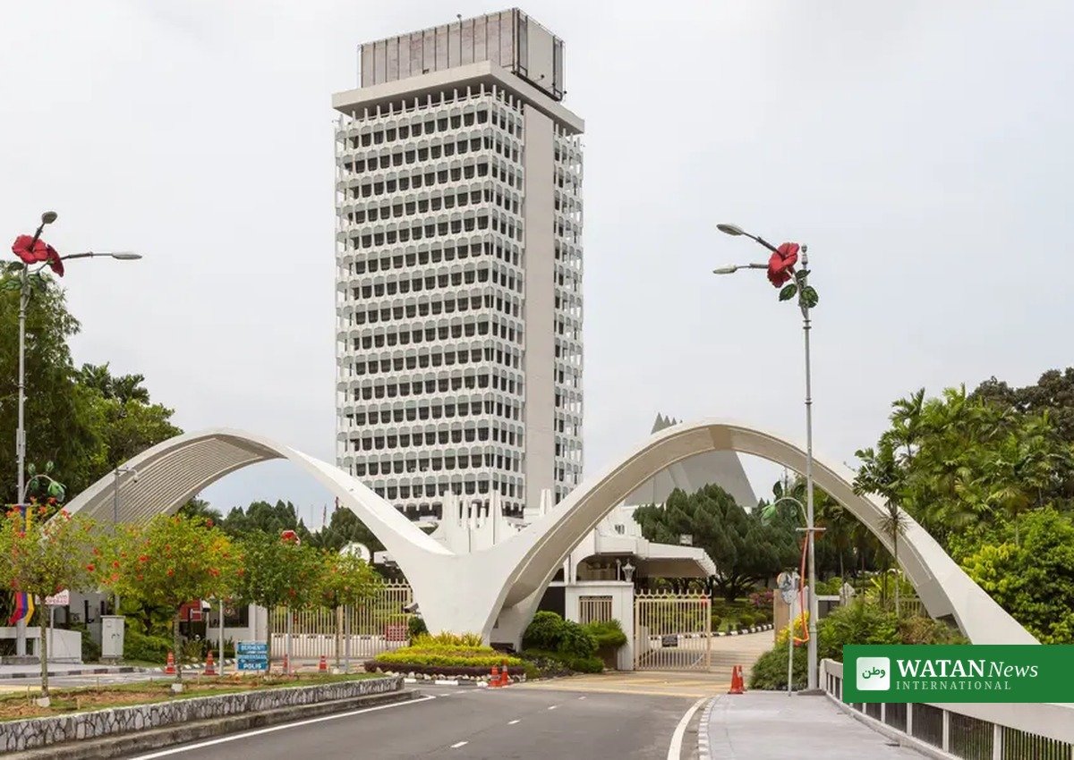 Entrance of the Parliament of Malaysia in Kuala Lumpur amid the Malaysia opposition deregistered controversy
