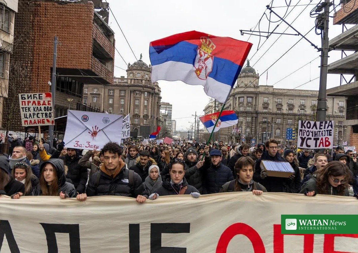 Students marching in Belgrade during the protest movement that became the Students' List