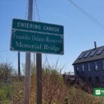 Trump Canada tariffs: Entering Canada sign at Lubec, Maine