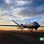 Iran US drone Hormuz: MQ-9 Reaper drone on a runway at sunset