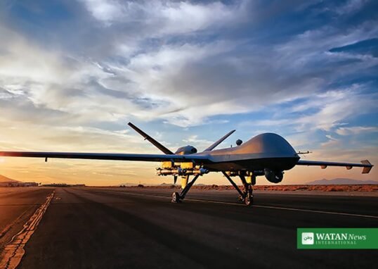 Iran US drone Hormuz: MQ-9 Reaper drone on a runway at sunset