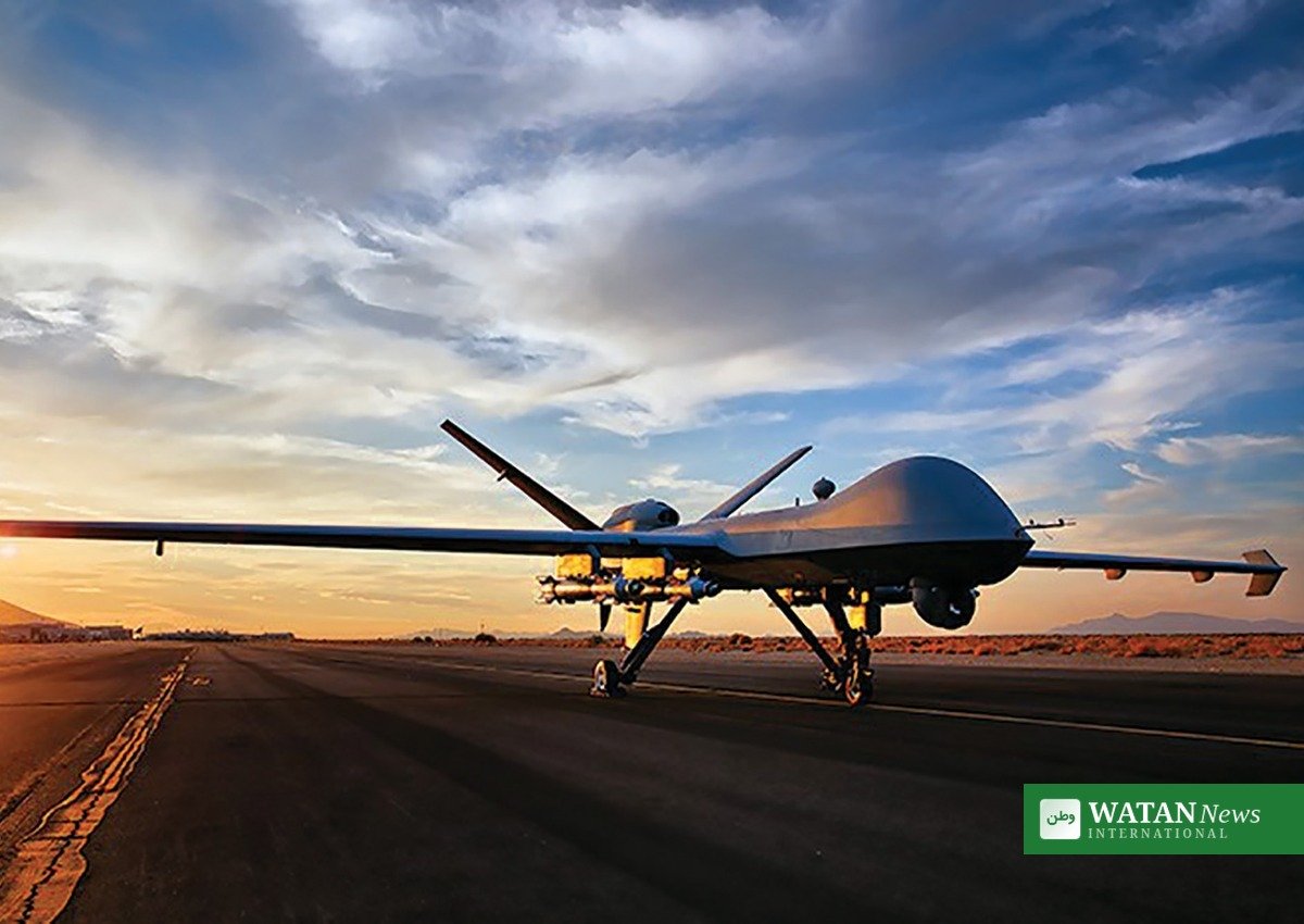 Iran US drone Hormuz: MQ-9 Reaper drone on a runway at sunset