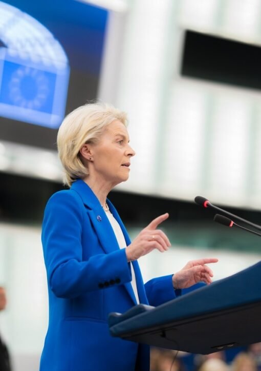 EU trade tools von der Leyen: Ursula von der Leyen addresses the European Parliament