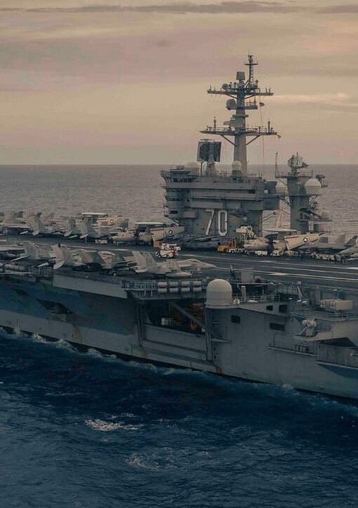 US Israel Iran strike plans: a US aircraft carrier at sea
