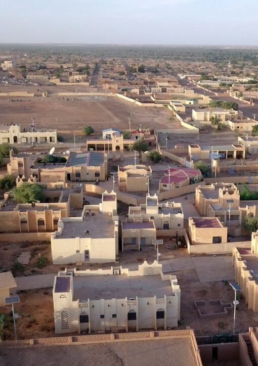 Aerial view of Menaka, Mali, after the Menaka attacks killed dozens of civilians